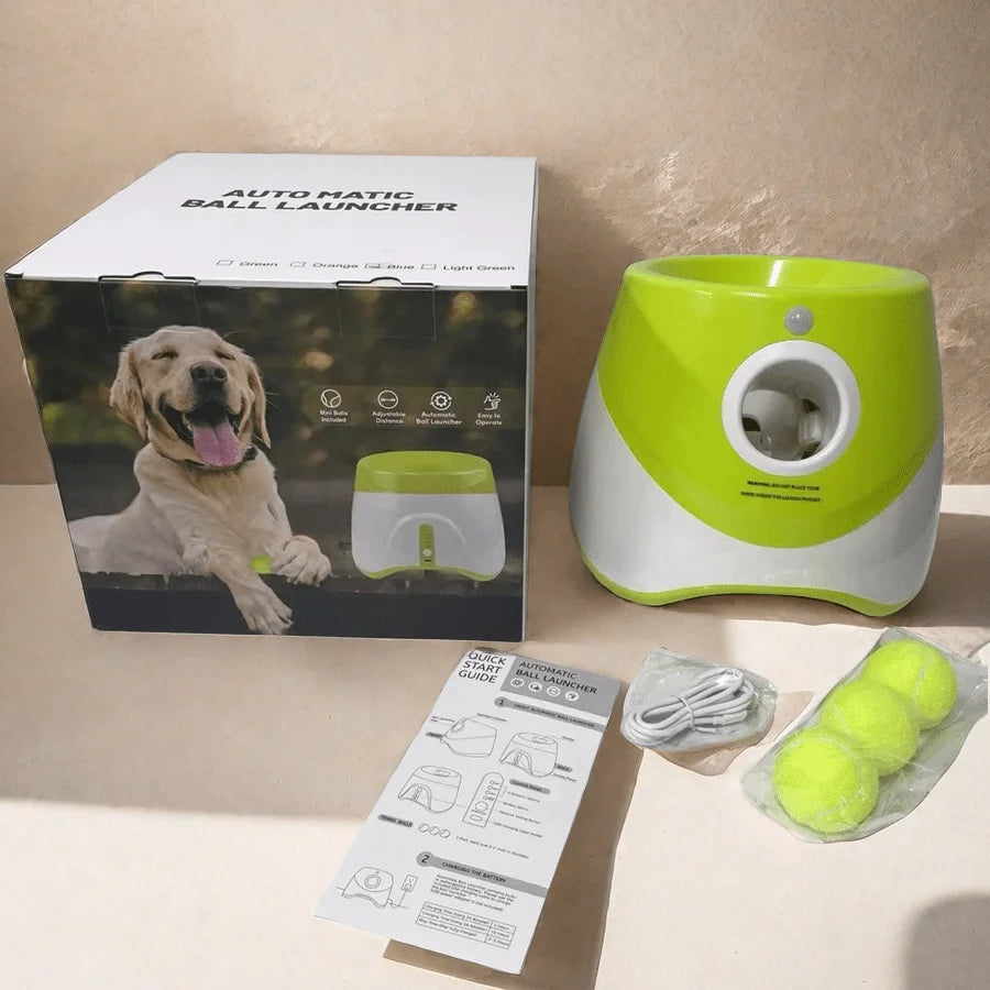 FetchPro™ – Automatic Dog Ball Launcher 🎾 Keeps your pup active & entertained all day! 💥 Launches tennis balls with smart sensor 🔌 USB charging | Indoor & outdoor fun