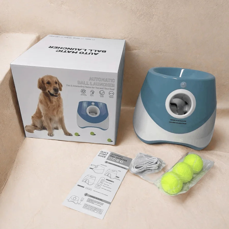 FetchPro™ – Automatic Dog Ball Launcher 🎾 Keeps your pup active & entertained all day! 💥 Launches tennis balls with smart sensor 🔌 USB charging | Indoor & outdoor fun