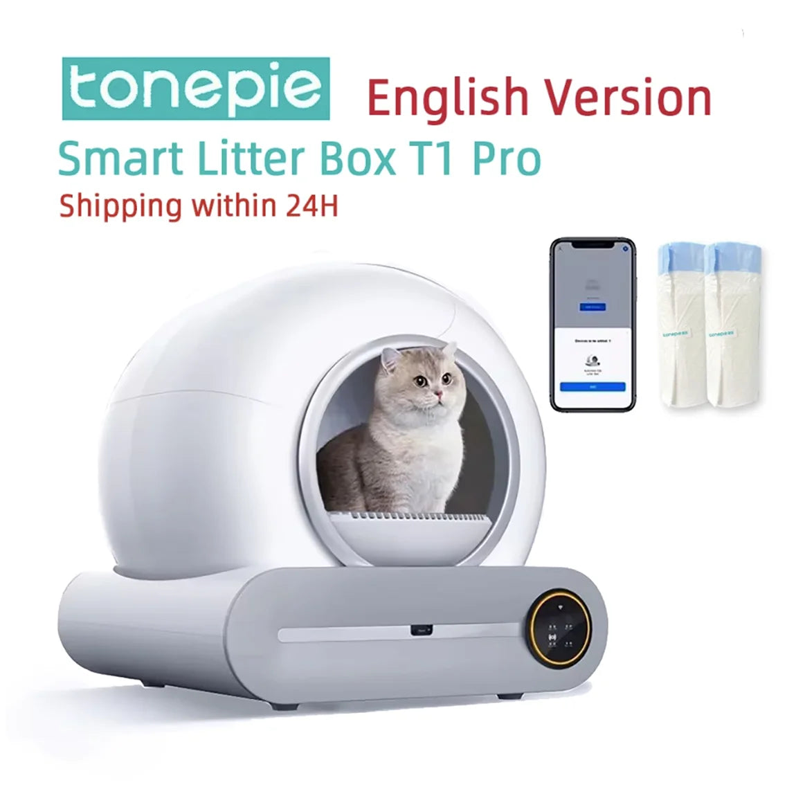 LitterJet™ – Smart Self-Cleaning Litter Box 🐱 65L capacity | App-controlled | Odor-resistant 💩 No more scooping. Ever. 🚀 Space-age tech for modern cat parents