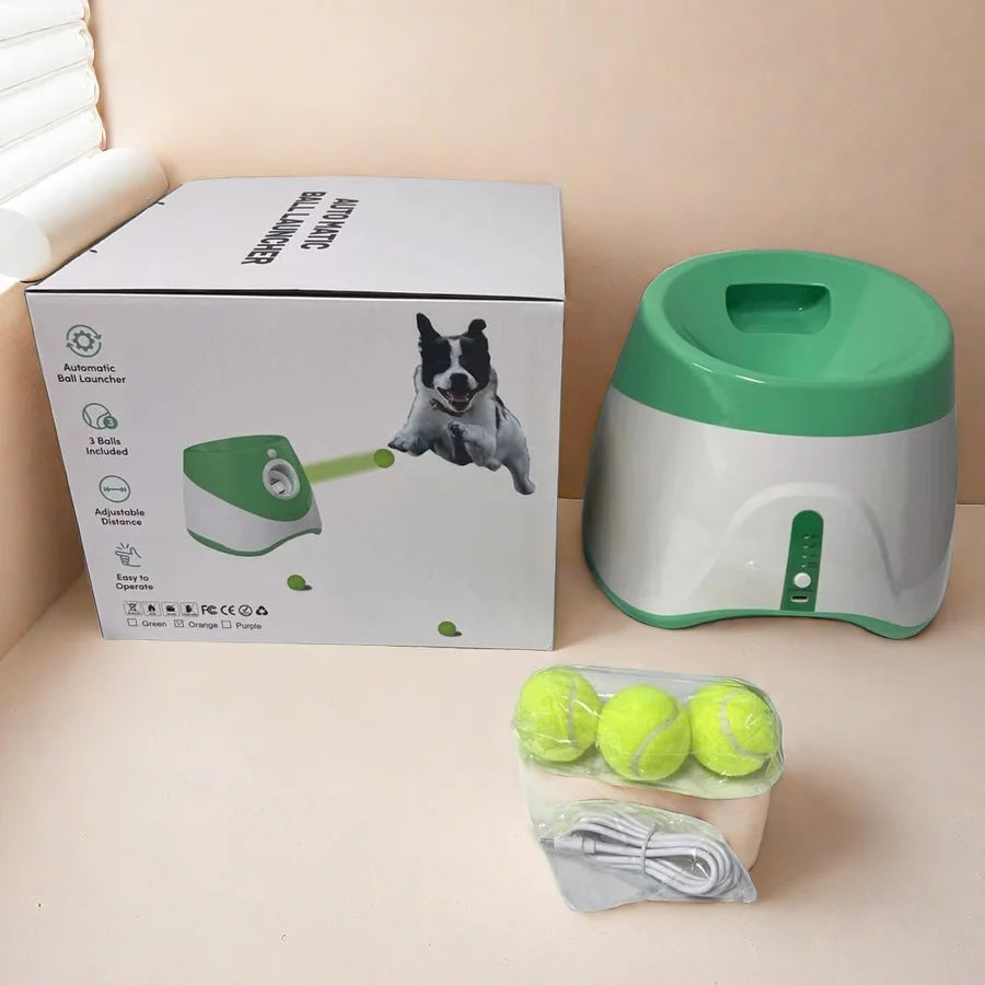 FetchPro™ – Automatic Dog Ball Launcher 🎾 Keeps your pup active & entertained all day! 💥 Launches tennis balls with smart sensor 🔌 USB charging | Indoor & outdoor fun