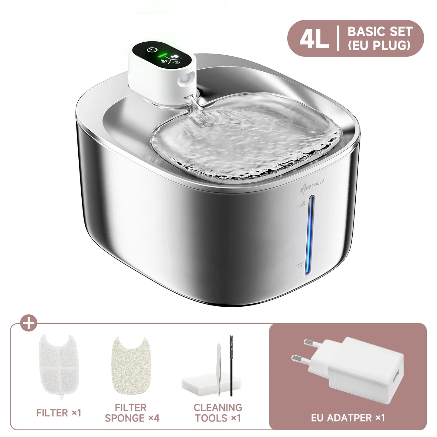 PurraFlow™ 4L Wireless Pet Fountain 🐾 Motion-sensor activated – clean water, only when your pet needs it! 💧 4L capacity | Ultra-quiet | USB powered 😺 Encourages healthy hydration for cats & small dogs