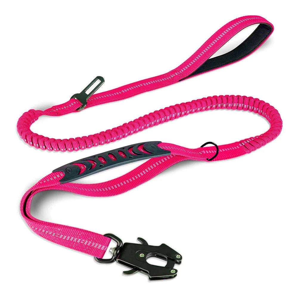 K9Flexβ’ Tactical Bungee Leash π Built for strength, comfort & control π Car seatbelt clip included β Shock-absorbing | Reflective | Heavy-duty clips