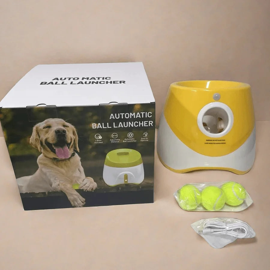 FetchPro™ – Automatic Dog Ball Launcher 🎾 Keeps your pup active & entertained all day! 💥 Launches tennis balls with smart sensor 🔌 USB charging | Indoor & outdoor fun