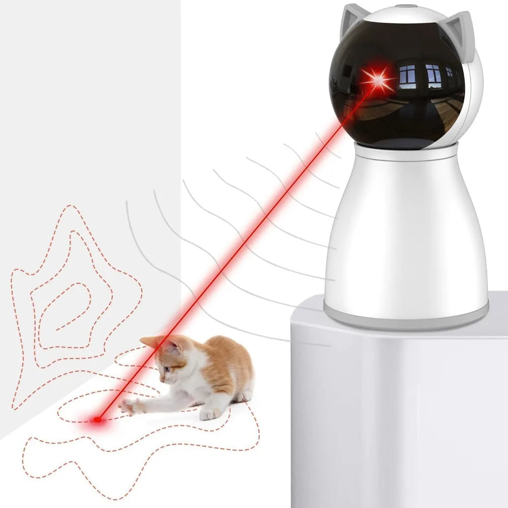 MeowBeam™ – Rechargeable Laser Cat Toy 🔴 Random movement keeps cats chasing for hours 🐾 USB-powered | Auto-off timer | Silent motor