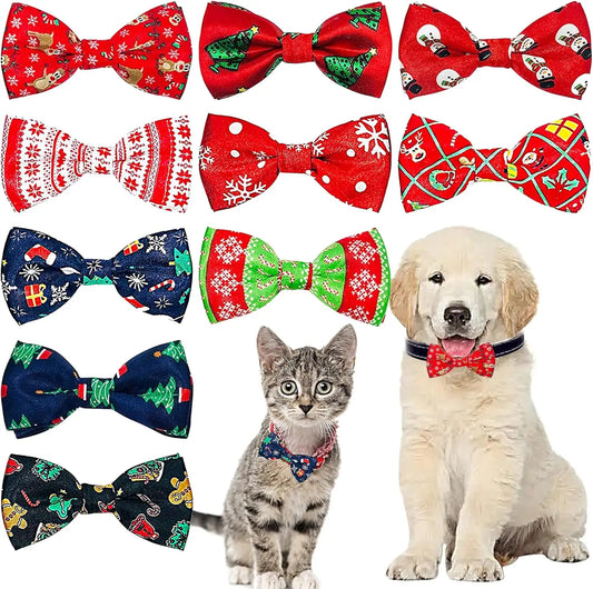Christmas Dog Bow Tie Collar – Holiday Adjustable Pet Bowtie | Cute Xmas Accessory
