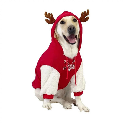 Christmas Reindeer Dog Hoodie | Soft & Warm Holiday Coat