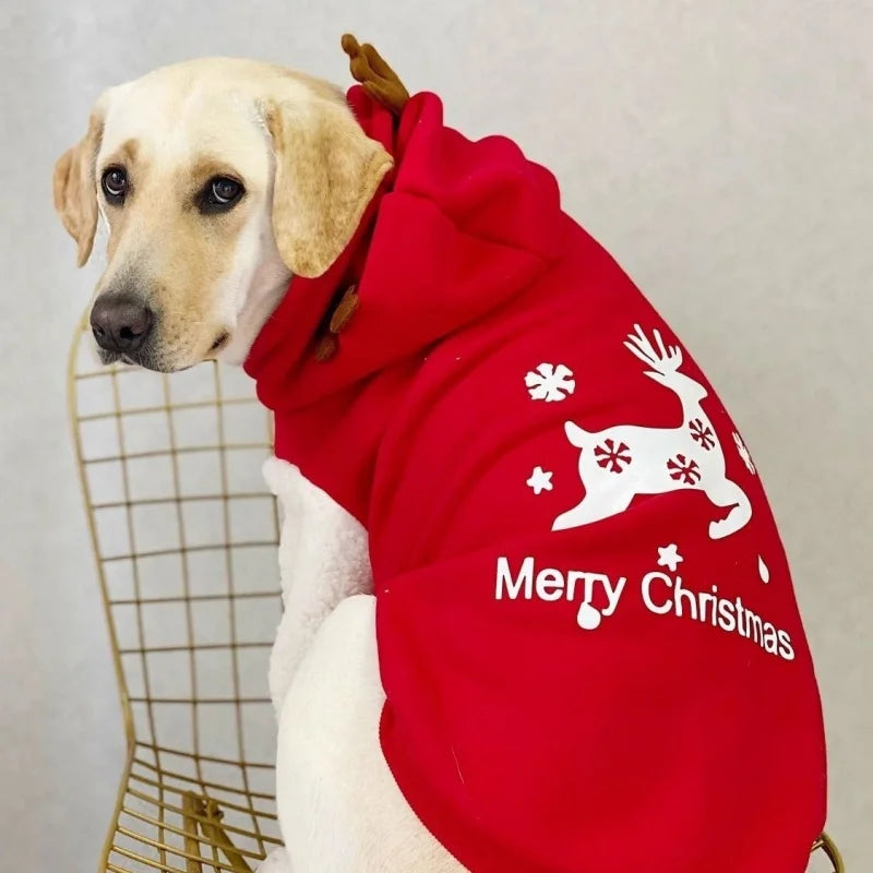 Christmas Reindeer Dog Hoodie | Soft & Warm Holiday Coat