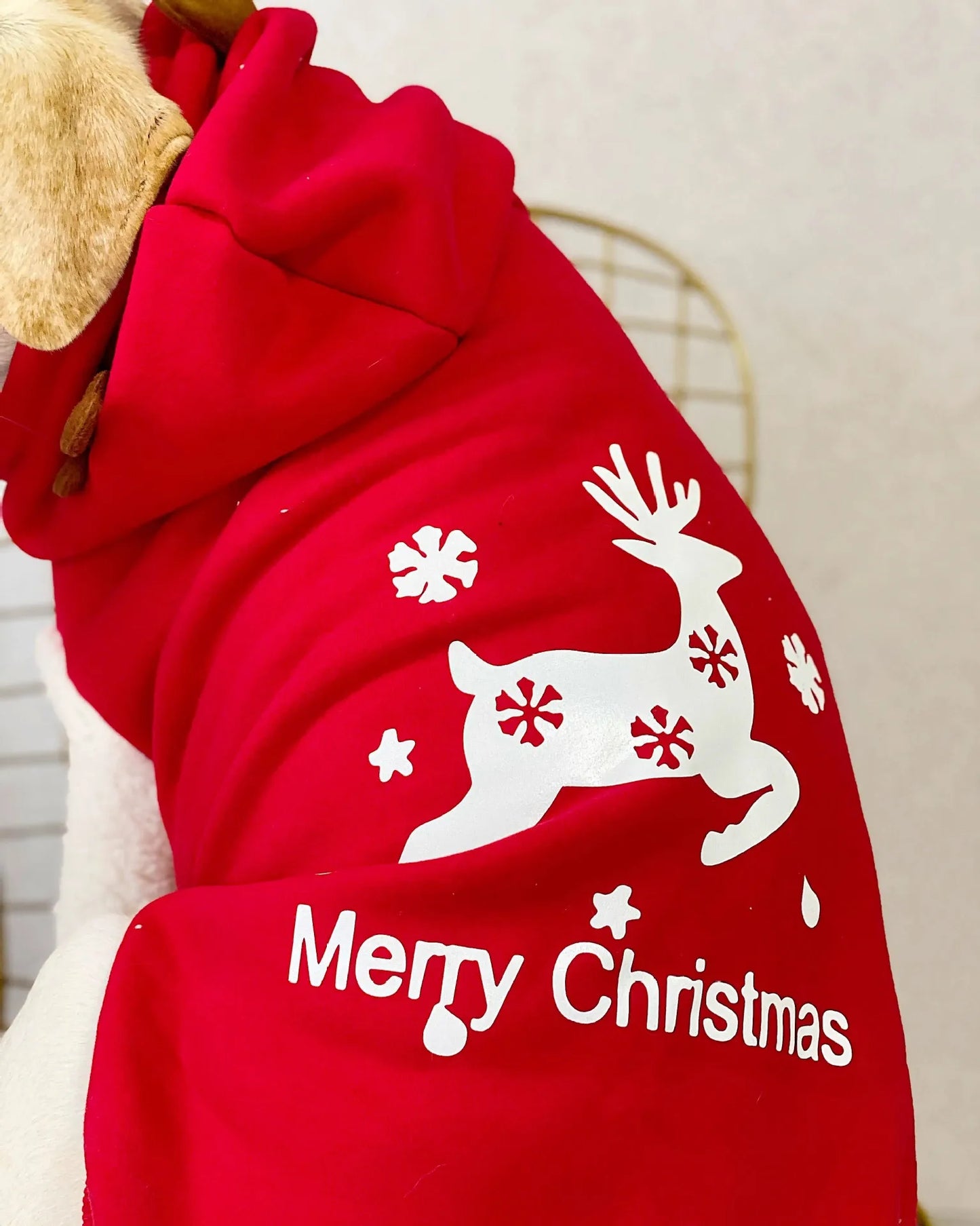 Christmas Reindeer Dog Hoodie | Soft & Warm Holiday Coat