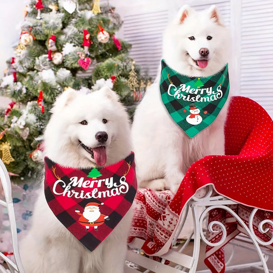 🎄 Christmas Dog Bandana | Santa & Snowman Holiday Bib