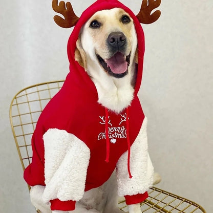 Christmas Reindeer Dog Hoodie | Soft & Warm Holiday Coat