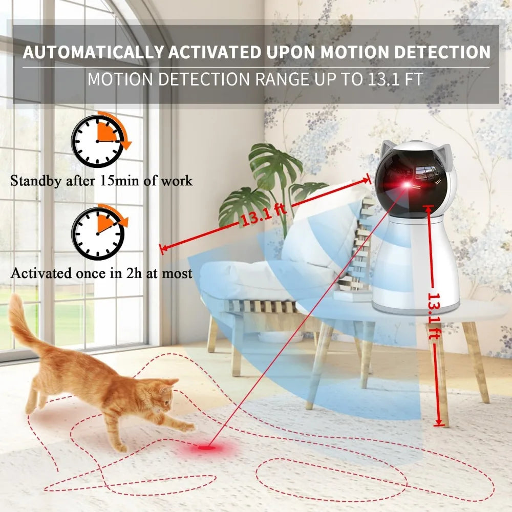 MeowBeam™ – Rechargeable Laser Cat Toy 🔴 Random movement keeps cats chasing for hours 🐾 USB-powered | Auto-off timer | Silent motor